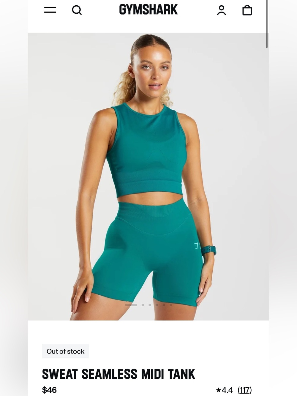 Gymshark Sweat Seamless Midi Tank Size Small